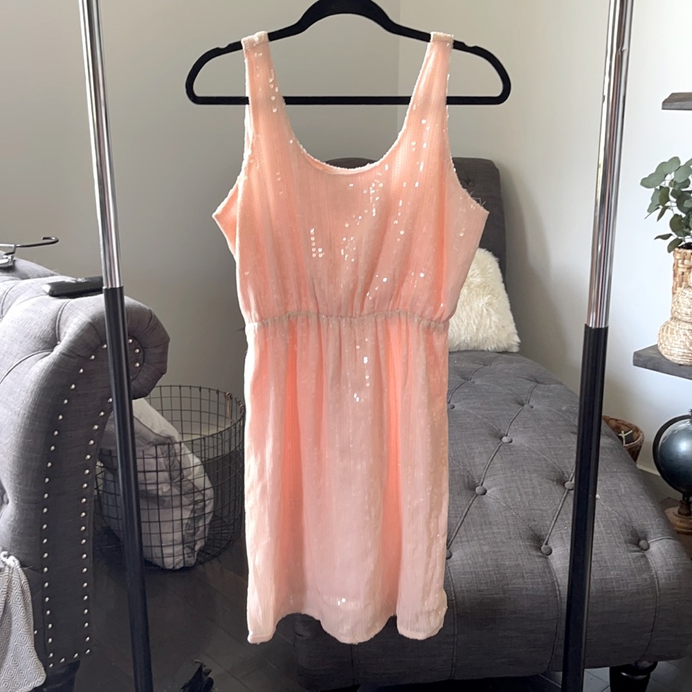 MM Couture Miss Me Pale Pink Sequin Dress